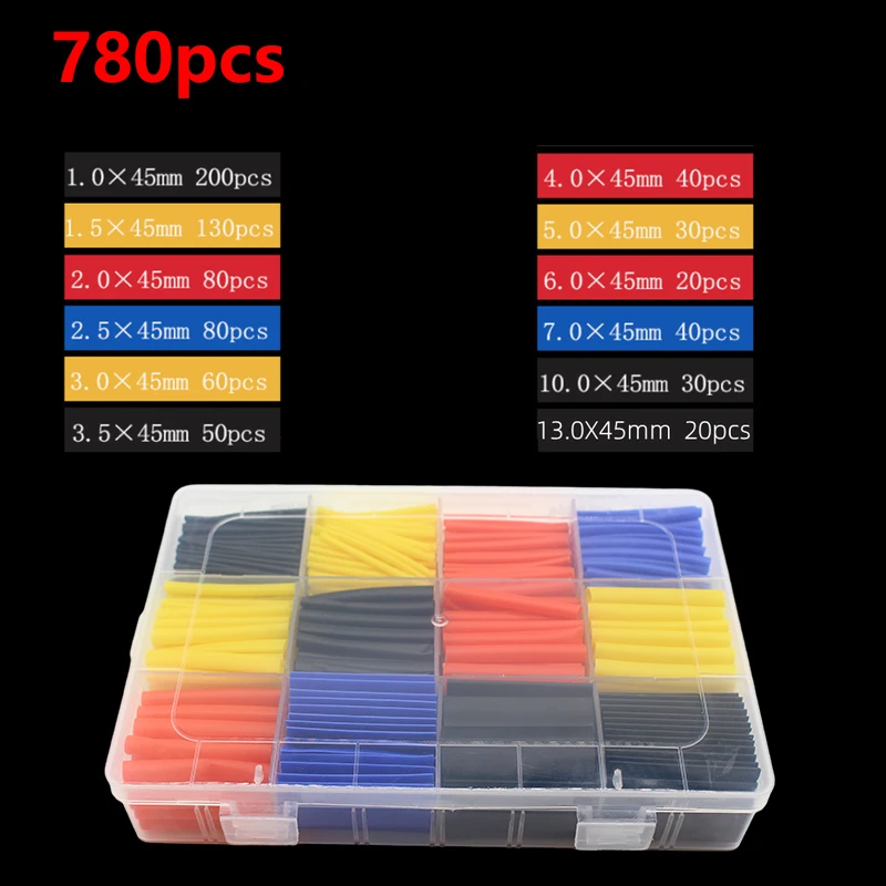 2:1 Times Shrink,Heat Shrink Tube Set,Polyolefin,Insulated Heat Shrinkable Sleeve for Wire Connection and Data Line Protection