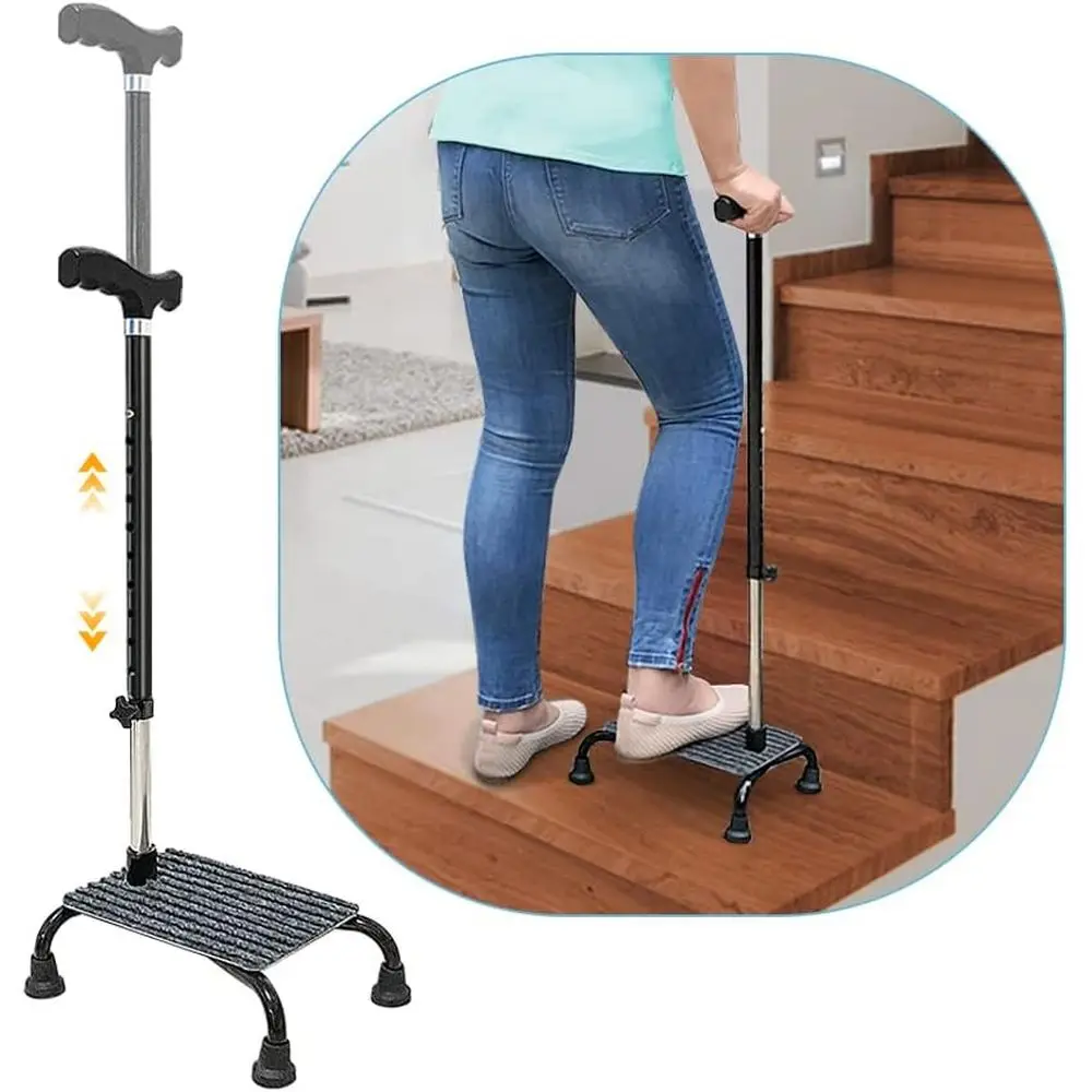 

Adjustable Quad-Pronged Stair Climbing Aid for Elderly and Seniors: Stability Walking Stick
