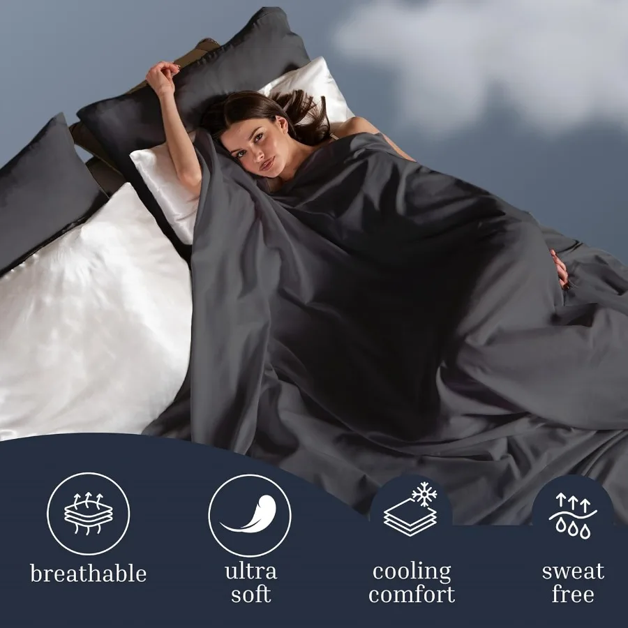 طقم ملاءات سرير مقاس كوين 4 قطع لغرف النوم الحديثة تتضمن ملاءة مسطحة 90 × 102 بوصة ملاءة مقاس 60 × 80 بوصة كيس وسادتين 2