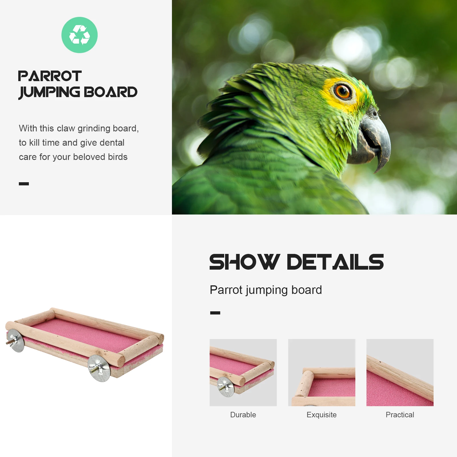 

Bird Exercise Pet Claw Grinding Squirrel Parrot Pink Wooden Birds