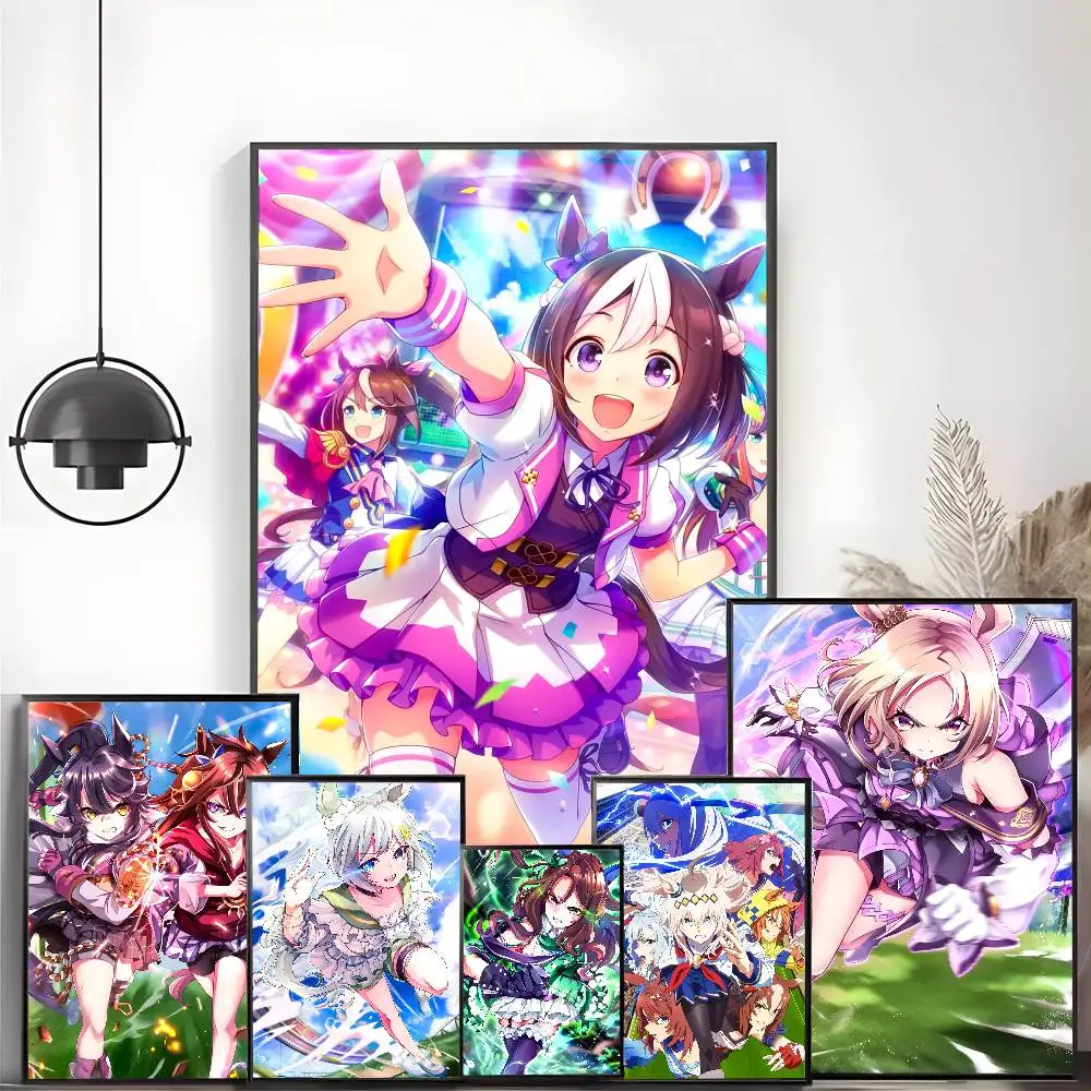 ملصق أنيمي U-Umamusume Pretty DerbyS HD Art Sticky Wall مقاوم للماء لغرفة المعيشة المنزلية وغرفة النوم والديكور الجمالي
