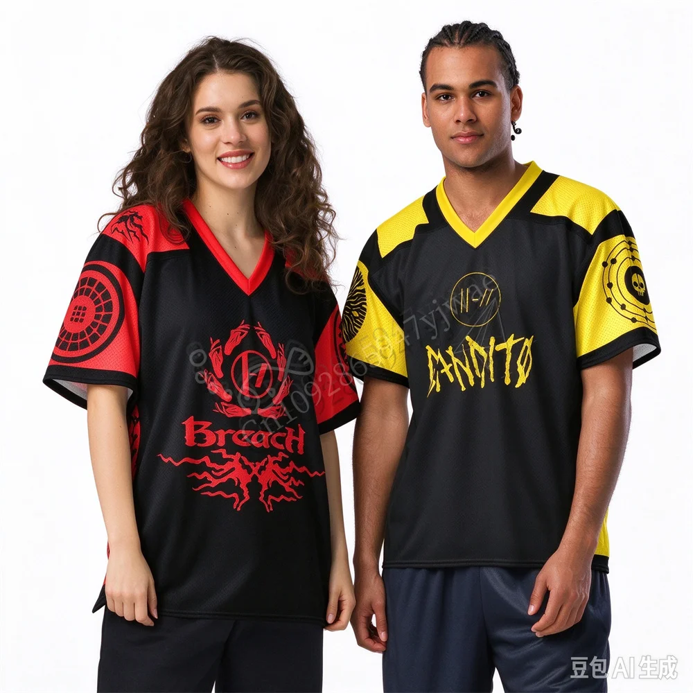 Twenty One Pilots Bandito Trench Rock Band FOOTBALL Jersey Y2K Oversized Graphic Breathable Mesh Streetwear Adult Kid's T-shirts
