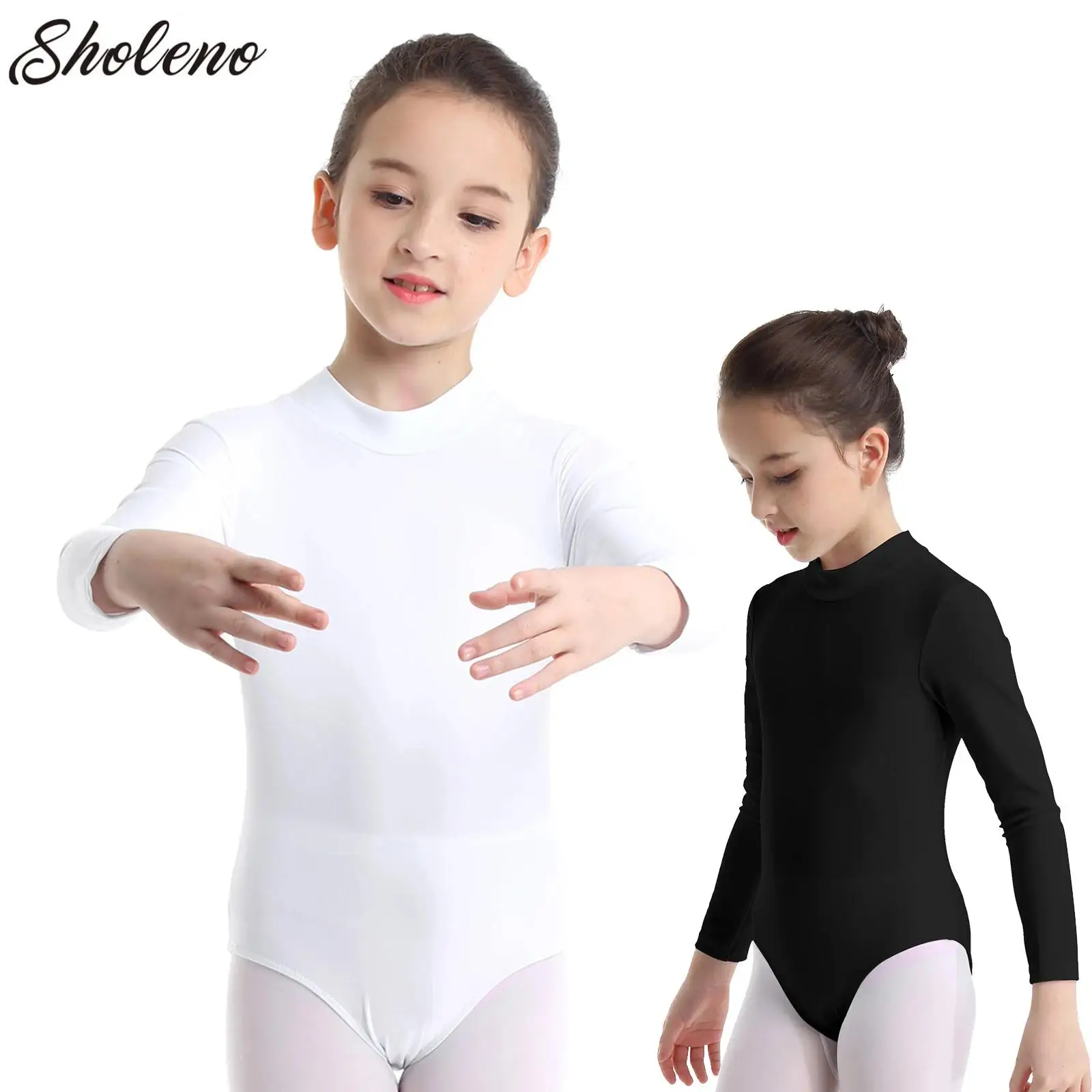 

Kids Long Sleeve Ballet Bodysuit Leotard White Girls Ballerina Dance Costume Clothing