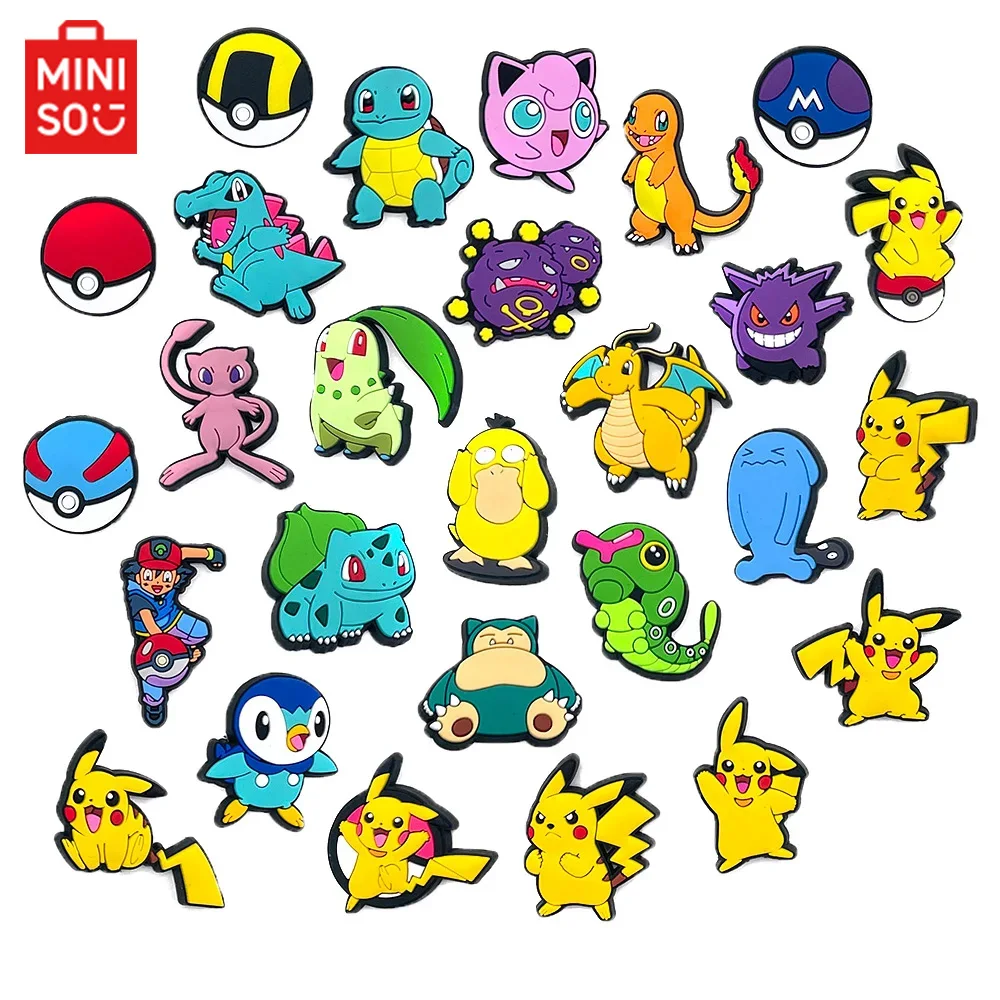 MINISO 20/27 قطعة أحذية البوكيمون السحر ل قباقيب الصنادل الديكور بيكاتشو الكرتون أنيمي إكسسوارات الأحذية سحر الأصدقاء الهدايا