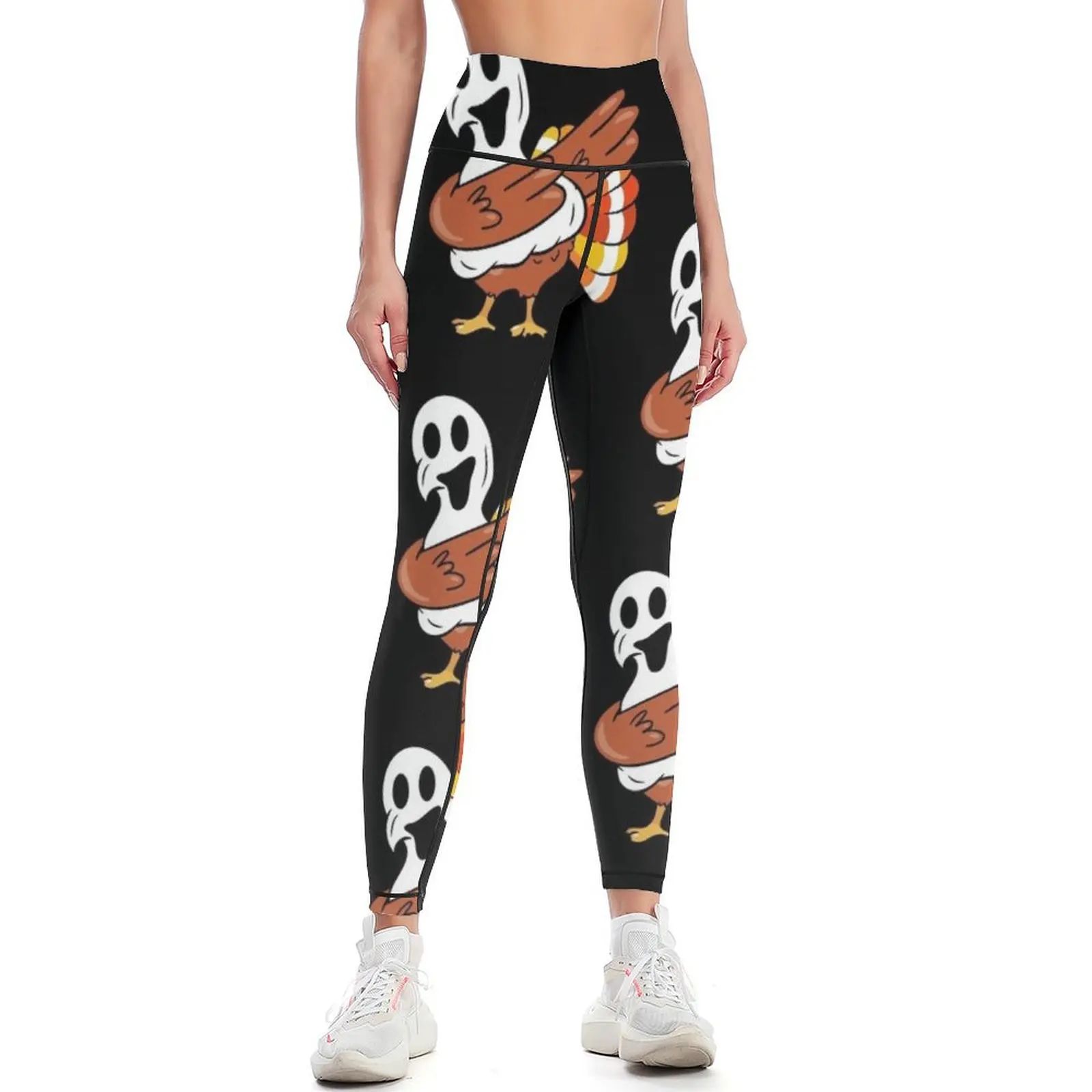 

Funny Turkey Ghost Dabbing Turkey Thanksgiving Fall Autumn Leggings flared Women's high waist Womens Leggings