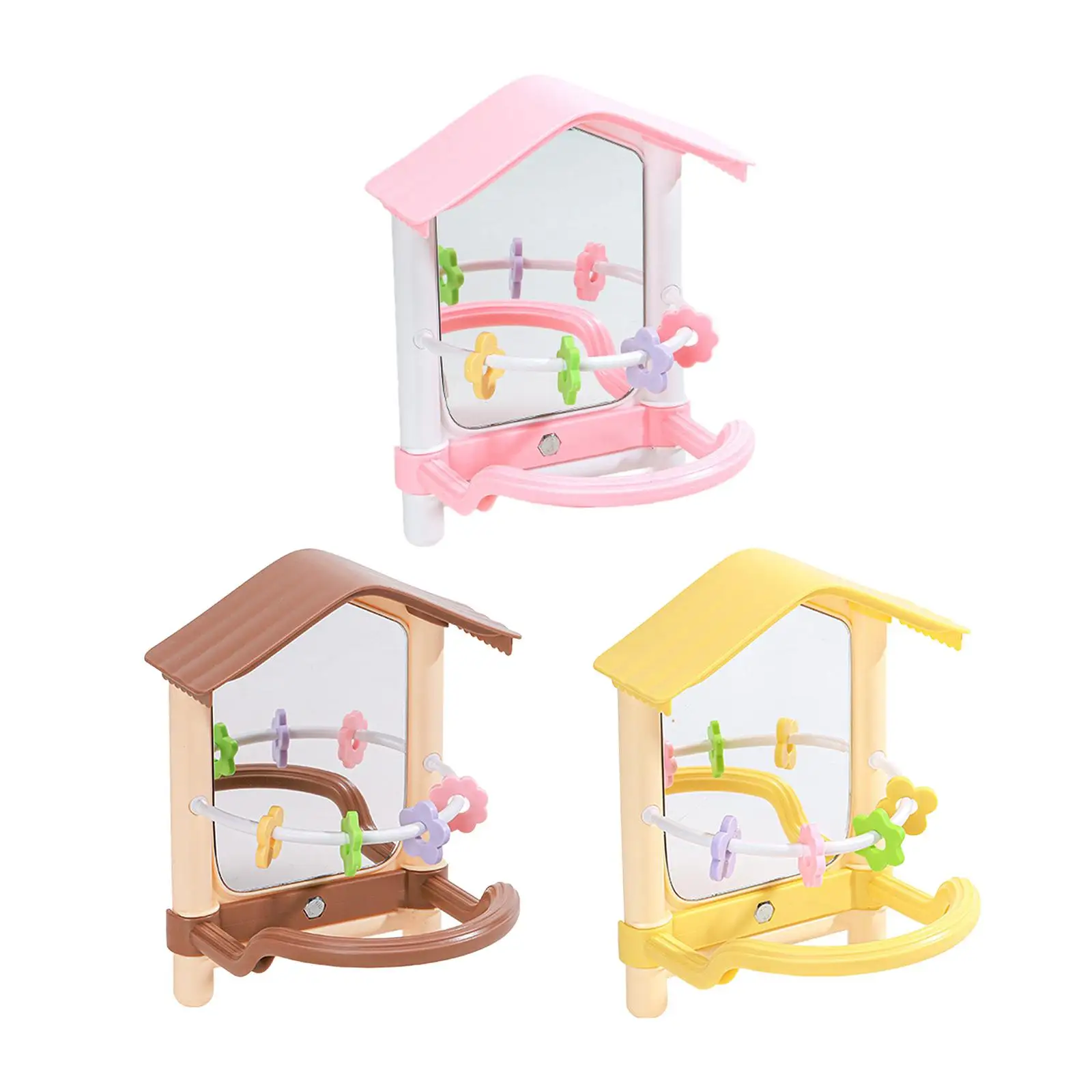 Bird Mirror with Perch Stand Activity Center Exercise Entertainment Play Decoration Parrot Toy for Lovebirds Macaw Finch