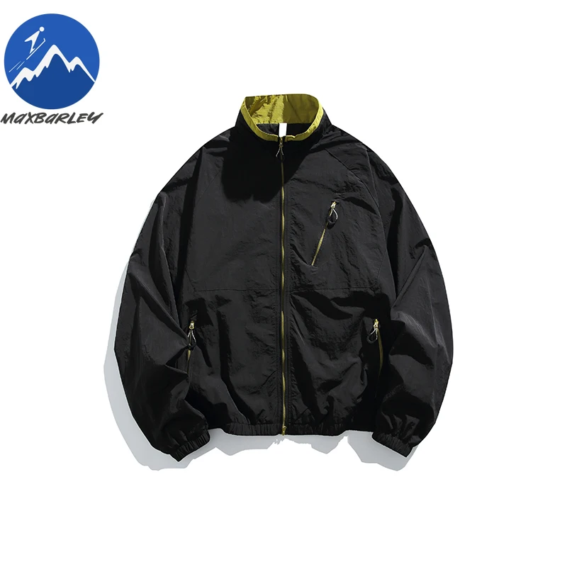 

Maxbarley Jacket Outdoor Hiking Triple Proof Stand Collar Jacket Men Autumn Durable Moisture Wicking Quick Dry Thin Garment