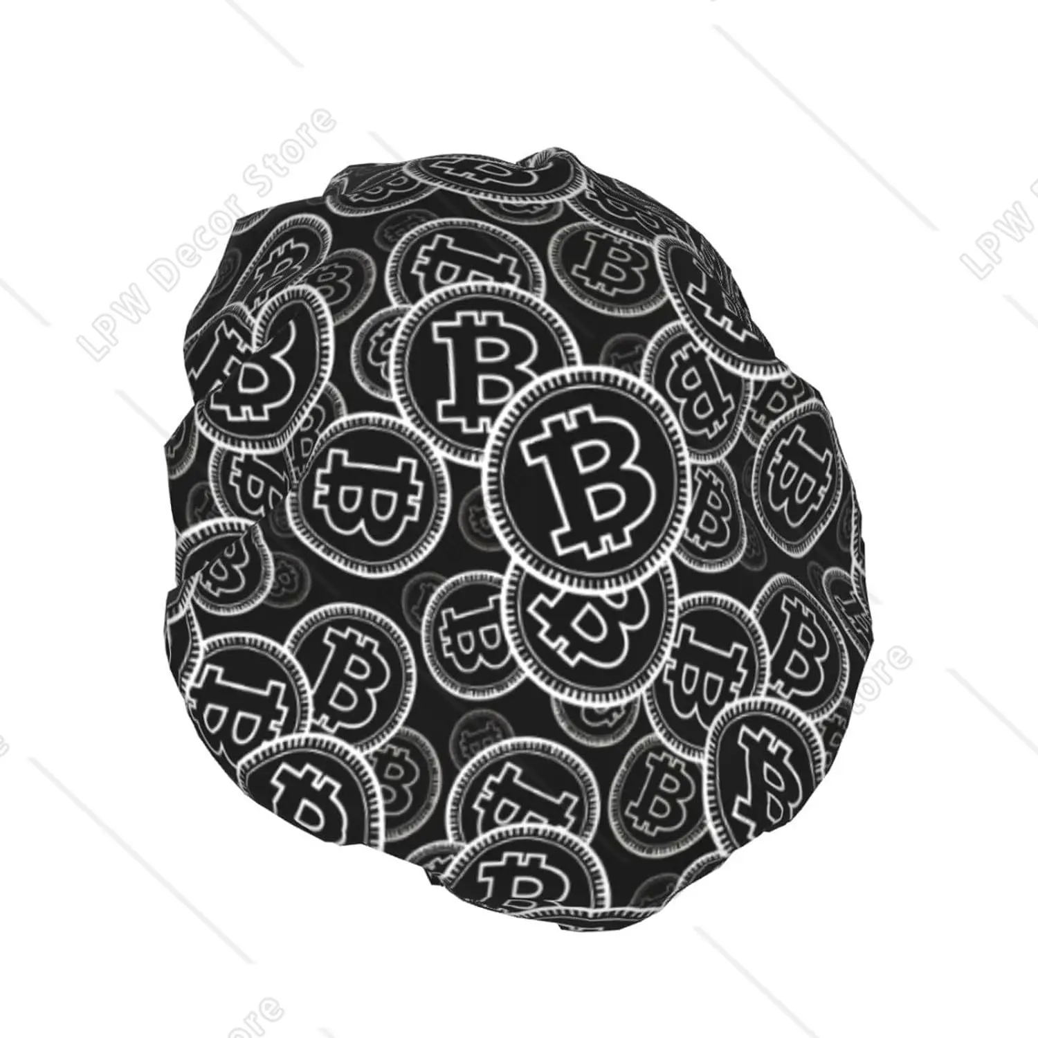 Bitcoin Currency Symbol Shower Cap For Women Reusable Double Layers Waterproof Shower Hair Protector  Adjustable Shower Hat