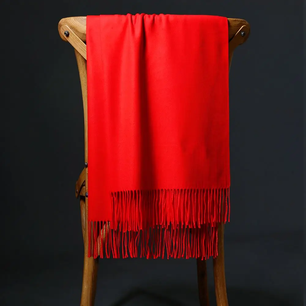 Women Winter Scarf Cashmere Solid Color Shawl Long Wrap Soft Pashmina Thick Warm Stole For Daily Office Commute