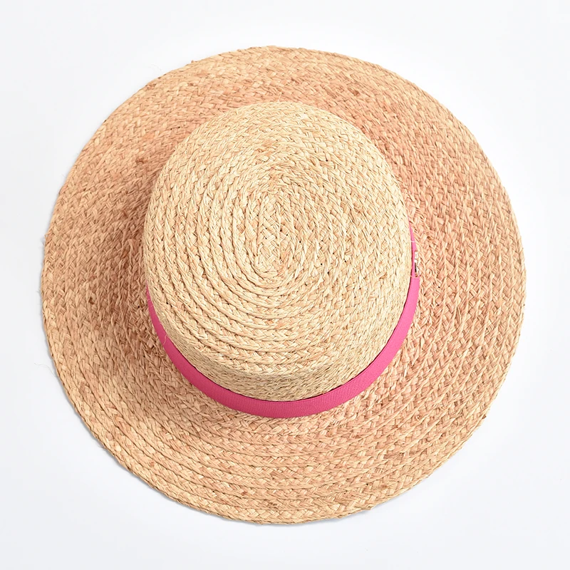 Summer Hats for Women New Natural Straw Sun Hat Ribbon Bowknot Ladies Flat Top Travel Beach Hat