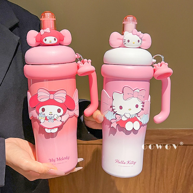 

Sanrio Hello Kitty мультяшная изолированная чашка с соломинкой для девочек, высокий внешний вид, чашка для воды Hello Kitty, идеальные подарки на день рождения