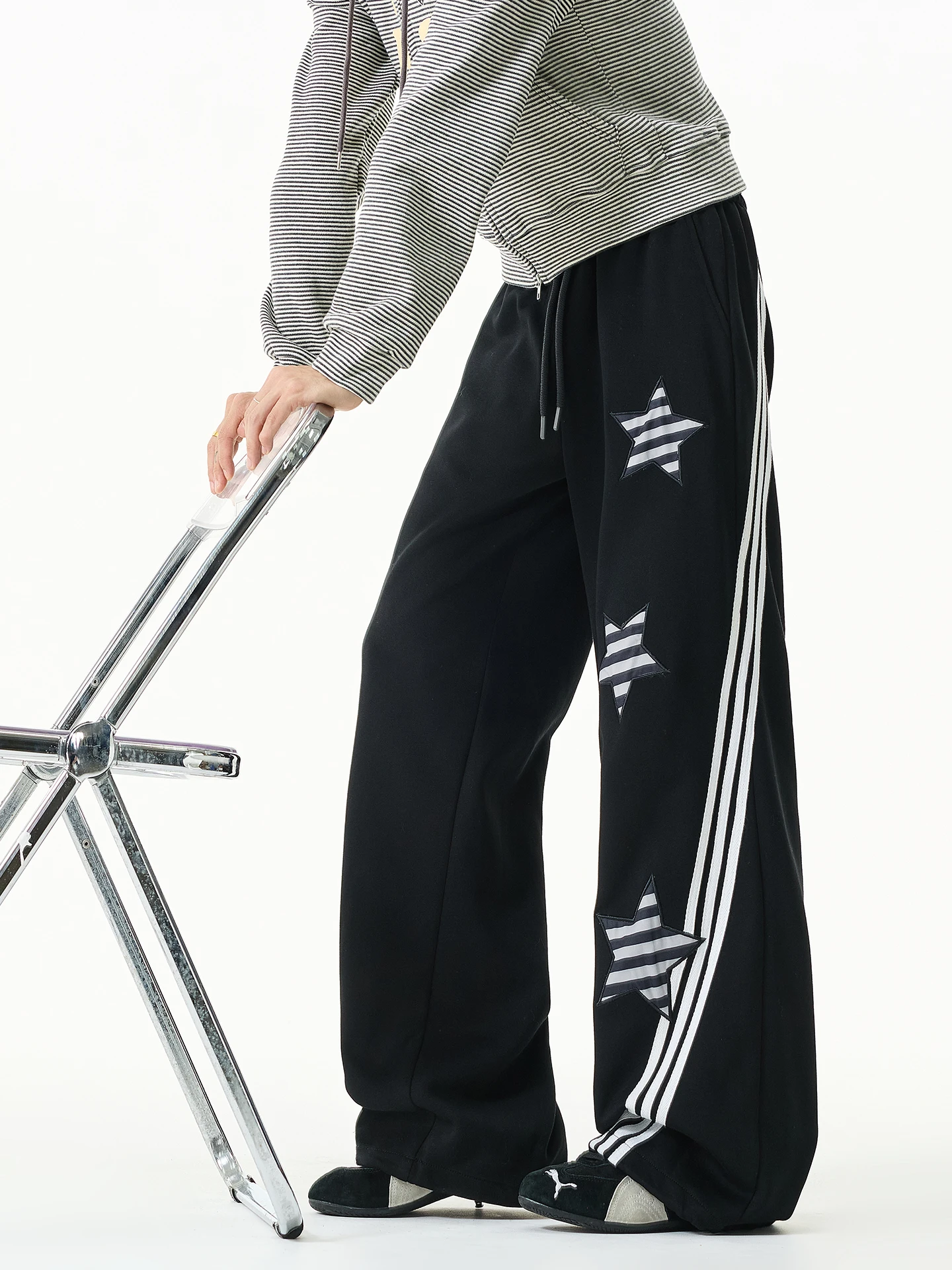 

Мужские повседневные прямые брюки American Sle Tee Bars в стиле пэчворк, осенне-весенние спортивные широкие брюки для отдыха