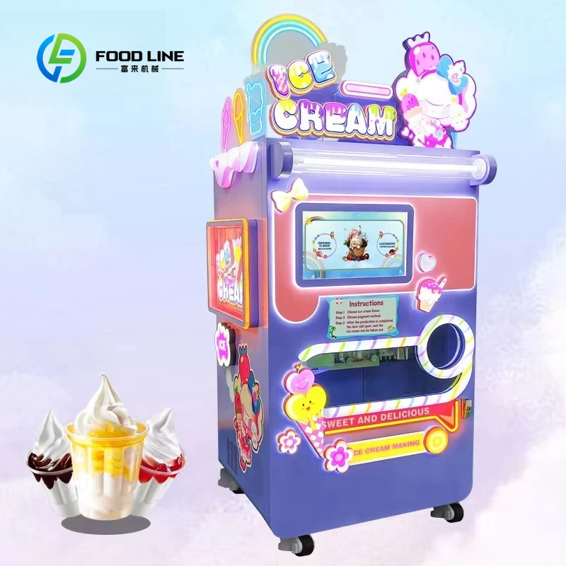 2026 New Customized Intelligent Robot Arm Ice Cream Vending Machine Automatic Soft & Hard Ice Cream Commercial Mall Hot Sale