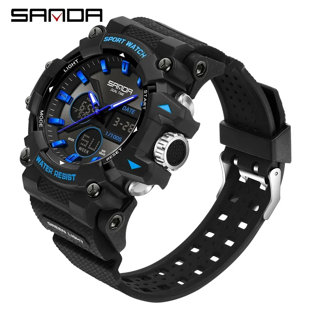 SANDA Men\'s Sports Watch for Men Women Quartz Digital Dual Display Watches Shock Water Resistant Camping GYM Wristwatch 10M6225