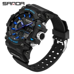 SANDA Men's Sports Watch for Men Women Quartz Digital Dual Display Watches Shock Water Resistant Camping GYM Wristwatch 10M6225