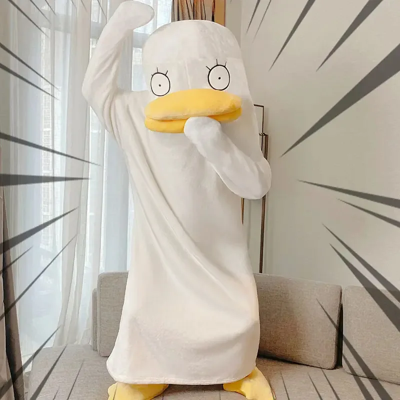

White Duck Cute Funny Flannel Nightgown Mutation Duck One-Piece Doll Suit Funny Men and Women Animation Pajamas Cosplay Costume