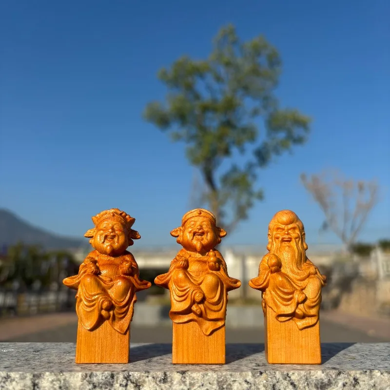 

Статуи Кипариса из дерева Fuk Luk Sau ручной работы — 2,5-дюймовая фигурка бога удачи, домашний декор, коллекционная резьба по дереву