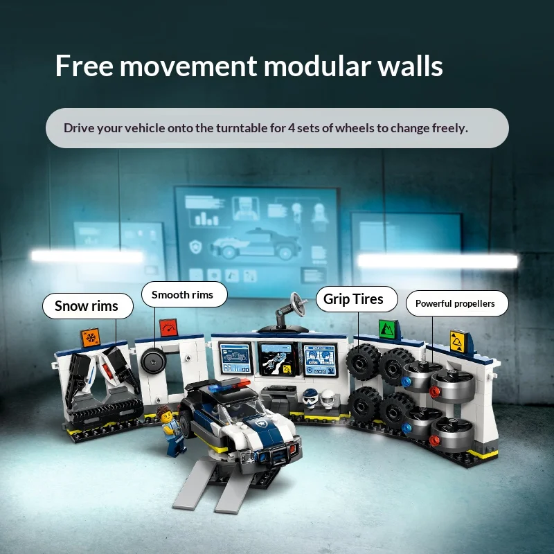 LEGO – blocs de construction série urbaine 60457, voiture de Police personnalisée, Garage, jouets pour garçons et enfants, cadeaux d'anniversaire et de noël