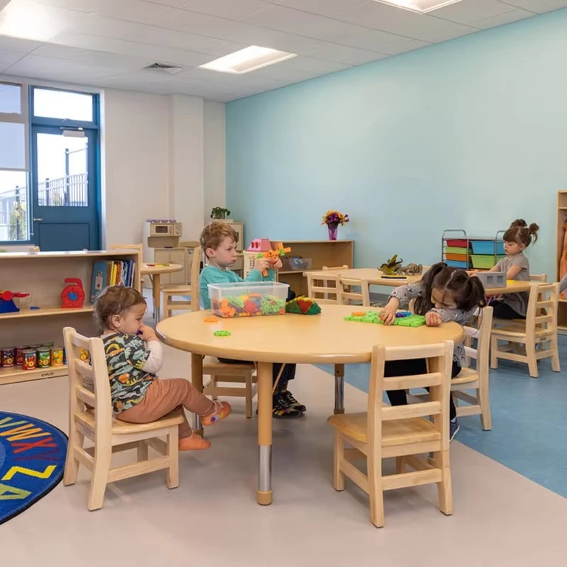 Wooden table and chair set Bedroom bathroom Toddler kindergarten classroom Child care center Games
