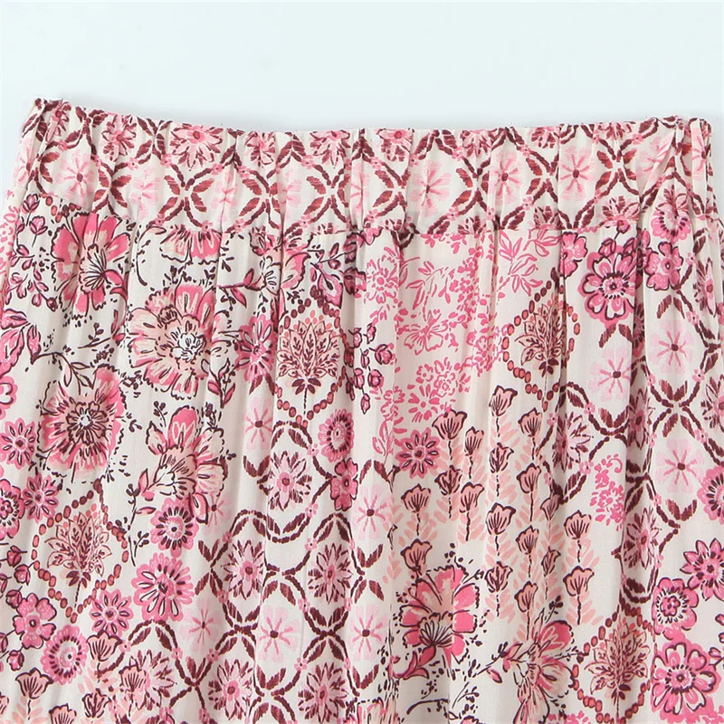 KEYANKETIAN 2025 lato nowy styl etniczny kwiatowy nadruk spódnica MIDI damska w pasie wąska linia do podłogi pół spódnica