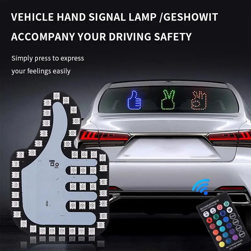 Light Up Finger Sign Thumb Up Down Light Multipurpose Cool Creative USB Powered Car Finger Light With Remote Car Accessories