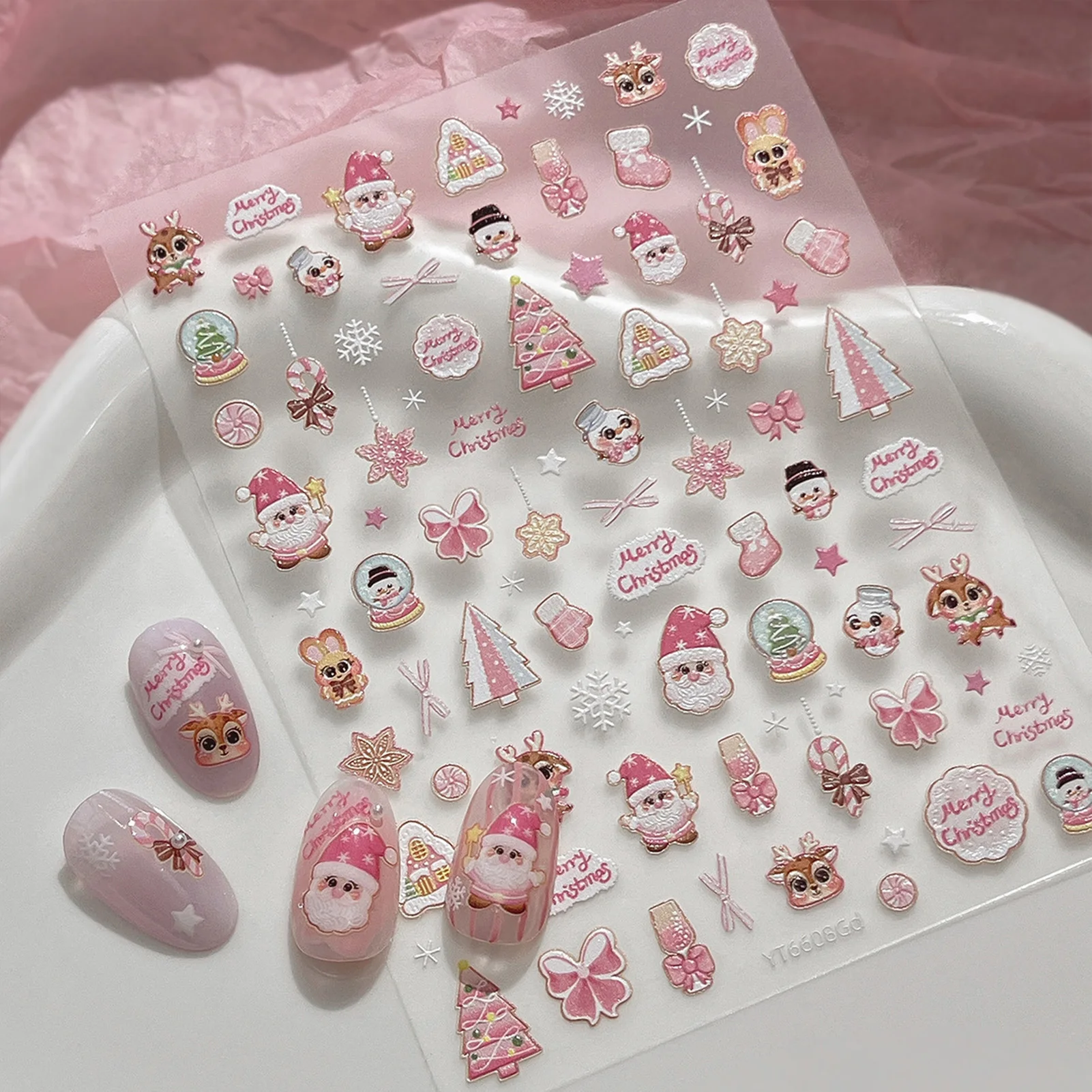 عيد ميلاد سعيد ريترو الراتنج مسمار ملصقات فنية لطيف سانتا ثلج ملصقات الأظافر الزخرفية لمجلات القصاصات Diy بها بنفسك الحرفية الطرف #1