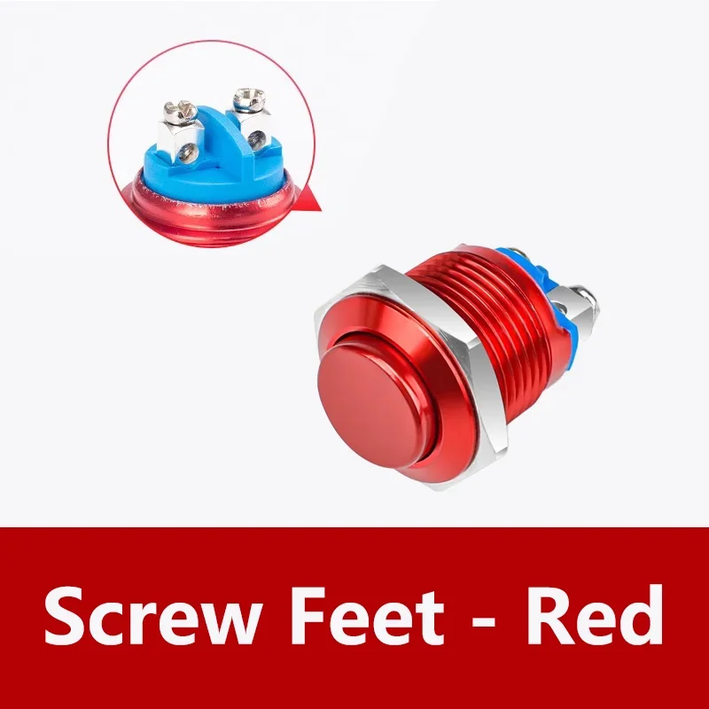 5/20PCS 16mm Mini High Push Button Switch Waterproof Momentary Self Reset Metal Switch Oxidation Red Yellow Blue Green Black