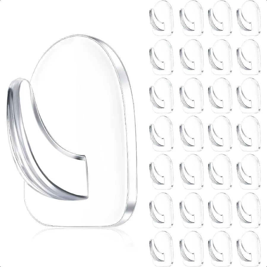 

60 Pieces Clear Adhesive Wall Hooks Transparent Reusable Seamless Hooks for Hanging Small Sticky Acrylic Hangers with Non Marki