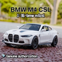 1/36 BMW M4 CSL Alloy Toys Car Model High Simulation Metal Genuine Door Opened Pull Back Function Boys Birthday Gifts Collection