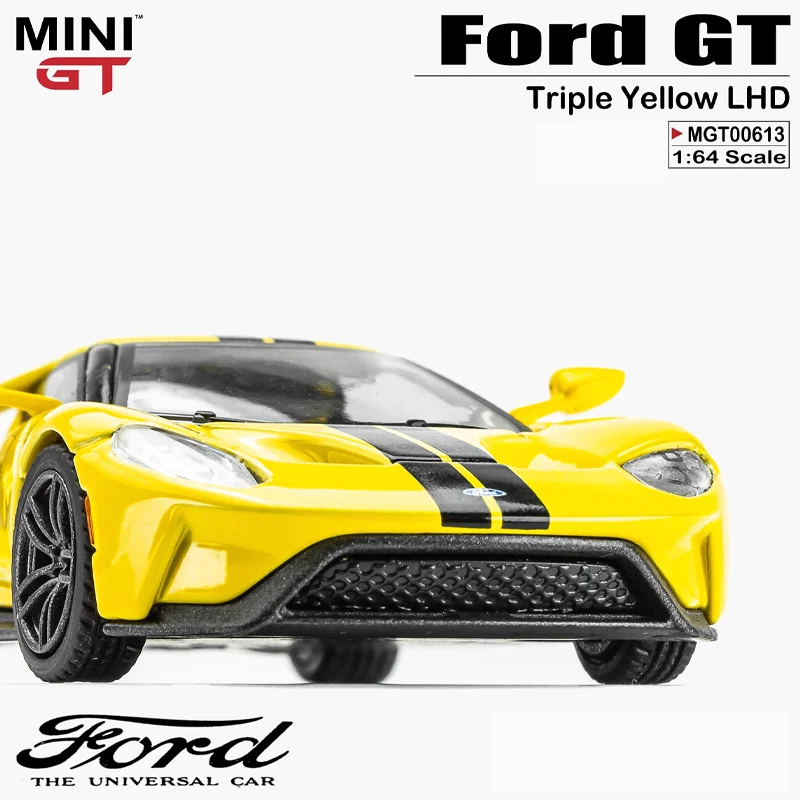 Minigt Schaal 1/64 Ford Gt Drievoudige Gele Lhd Legering Speelgoed Motorvoertuig Diecast Metalen Model Geschenken