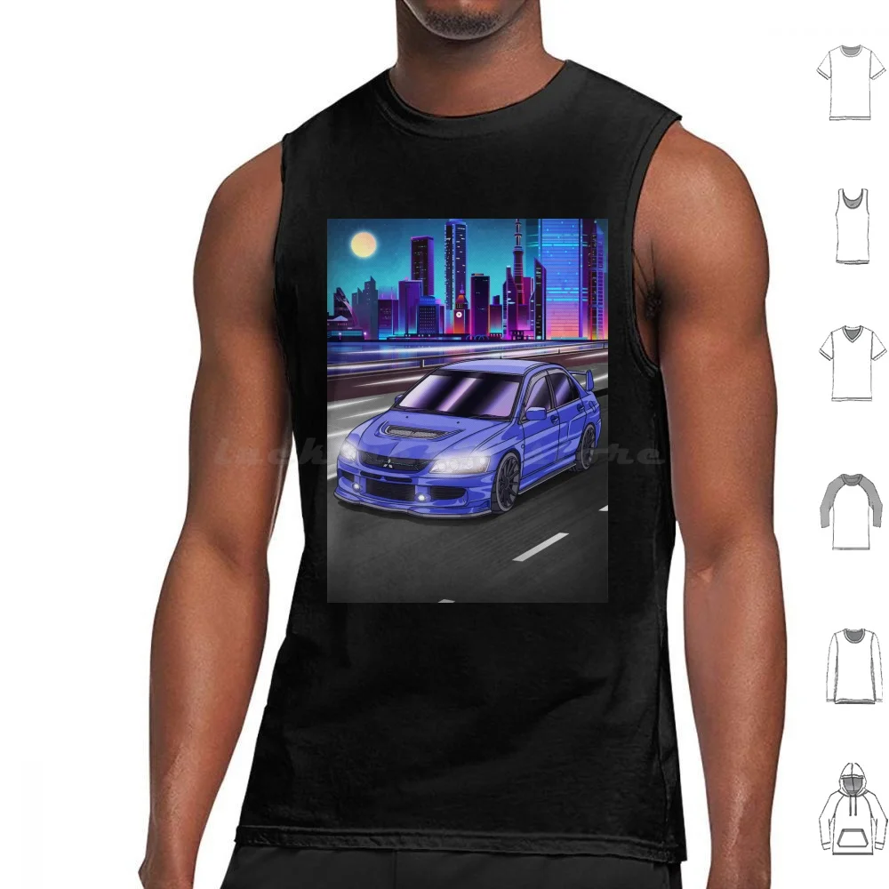 Mitsubishi Lancer Evolution 8 Tank Tops Print Cotton Car Cars Vehicle Automobile Automotive Guyvit Navin Guyvit Jdm