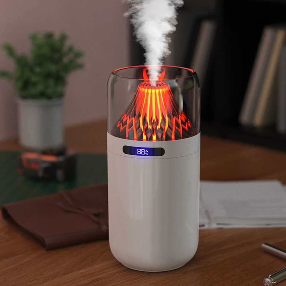 Volcano Air Humidifier with Colorful Night Light Car Mist Spray Maker Aroma Essential Oil Diffuser for Auto Interior Decoration