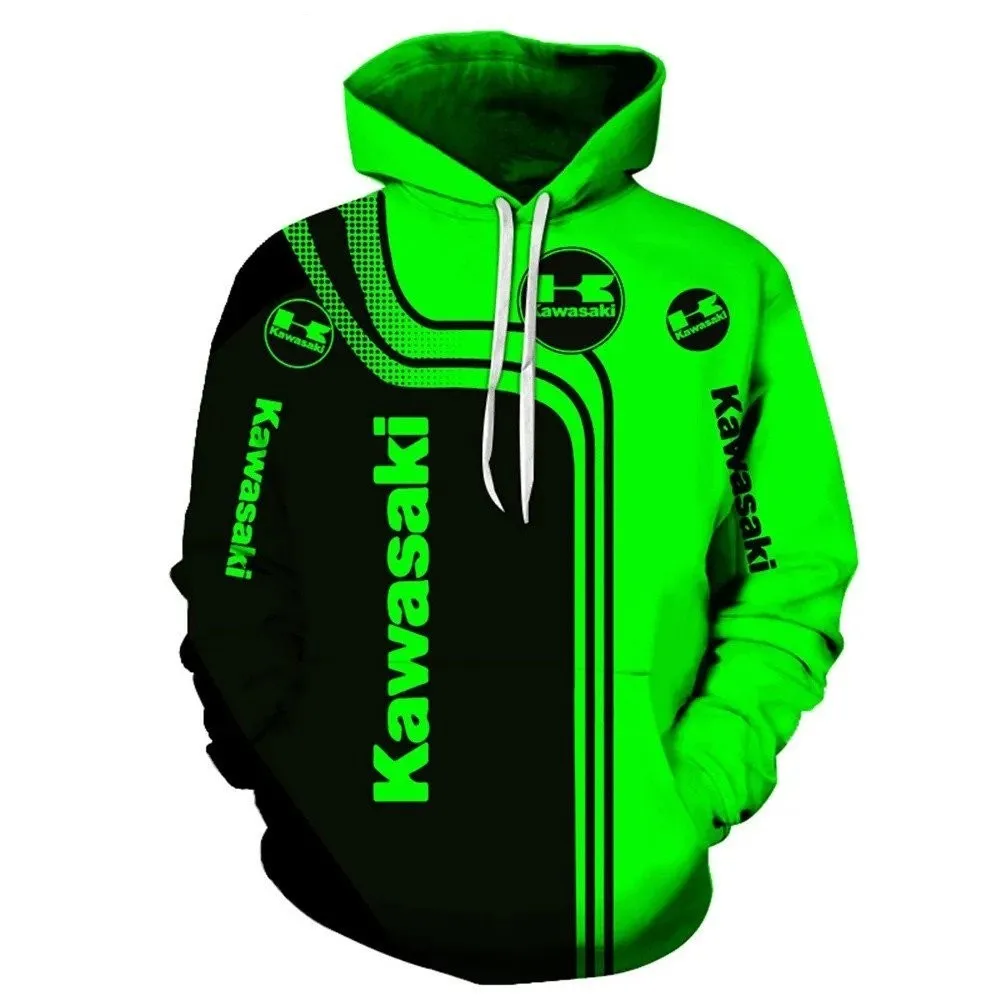 Kawasaki Oversized Hoodie Motorcycle Uniform Sweatshirt Child Mens Clothing Extreme Sports High-quality Street Racing Suit Men's