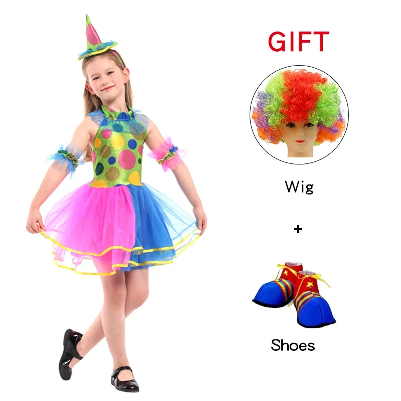 

Carnival Variety Children Funny Clown Costumes Christmas Girl Joker Costume Cospaly Party Dress Up Clown Suits