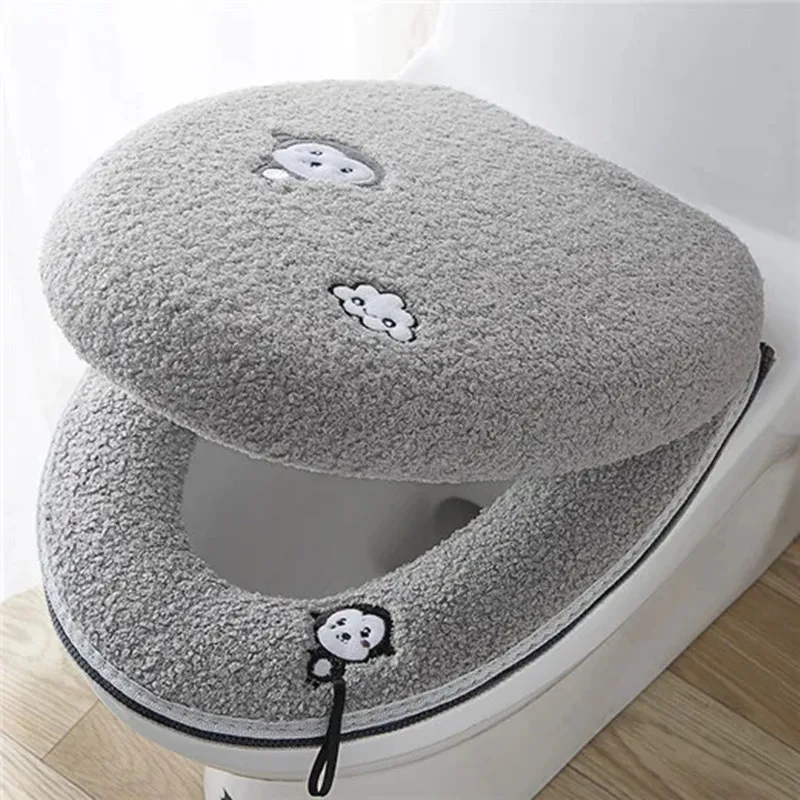 Winter Toilet Seat Cover Home Use Thickened Toilet Seat Cushion and Toilet Cover Two Piece Toilet Seat Cushion Set