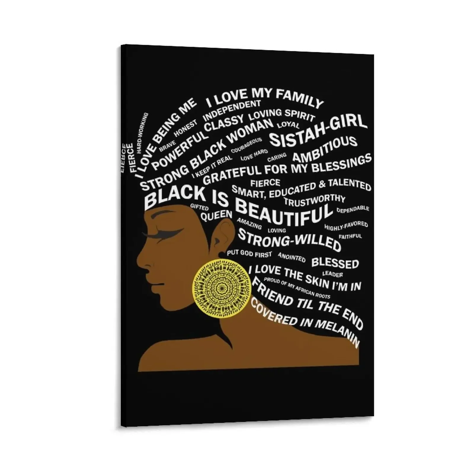 

Black is Beautiful Typography Hair Art for Black Women Canvas Painting Bedroom deco paintings wall decor
