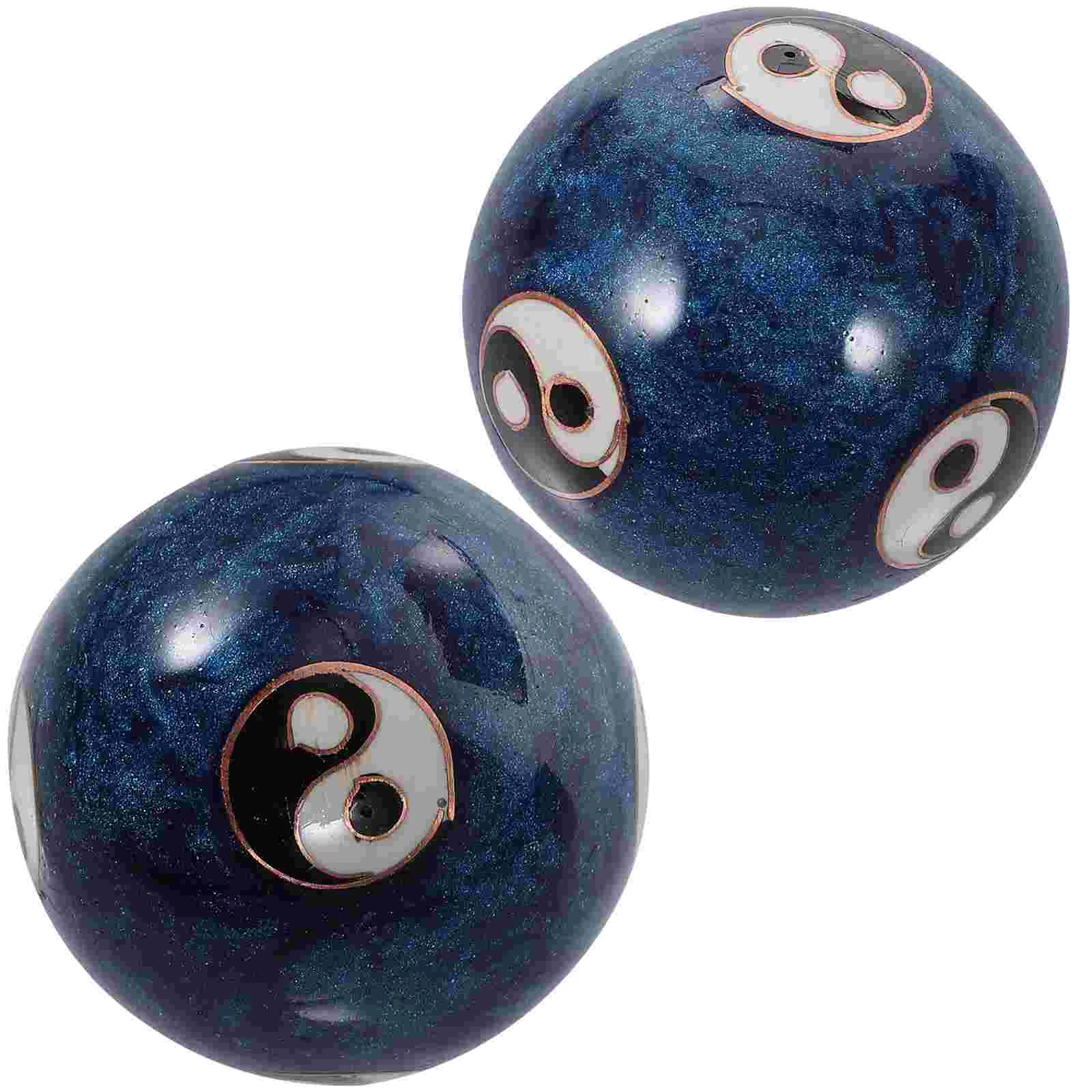 1 Set Enamel Chinese Tai Chi Pattern Balls Baoding Balls Exercise Massage Balls Stress Relieve Hand Exercise Therapy