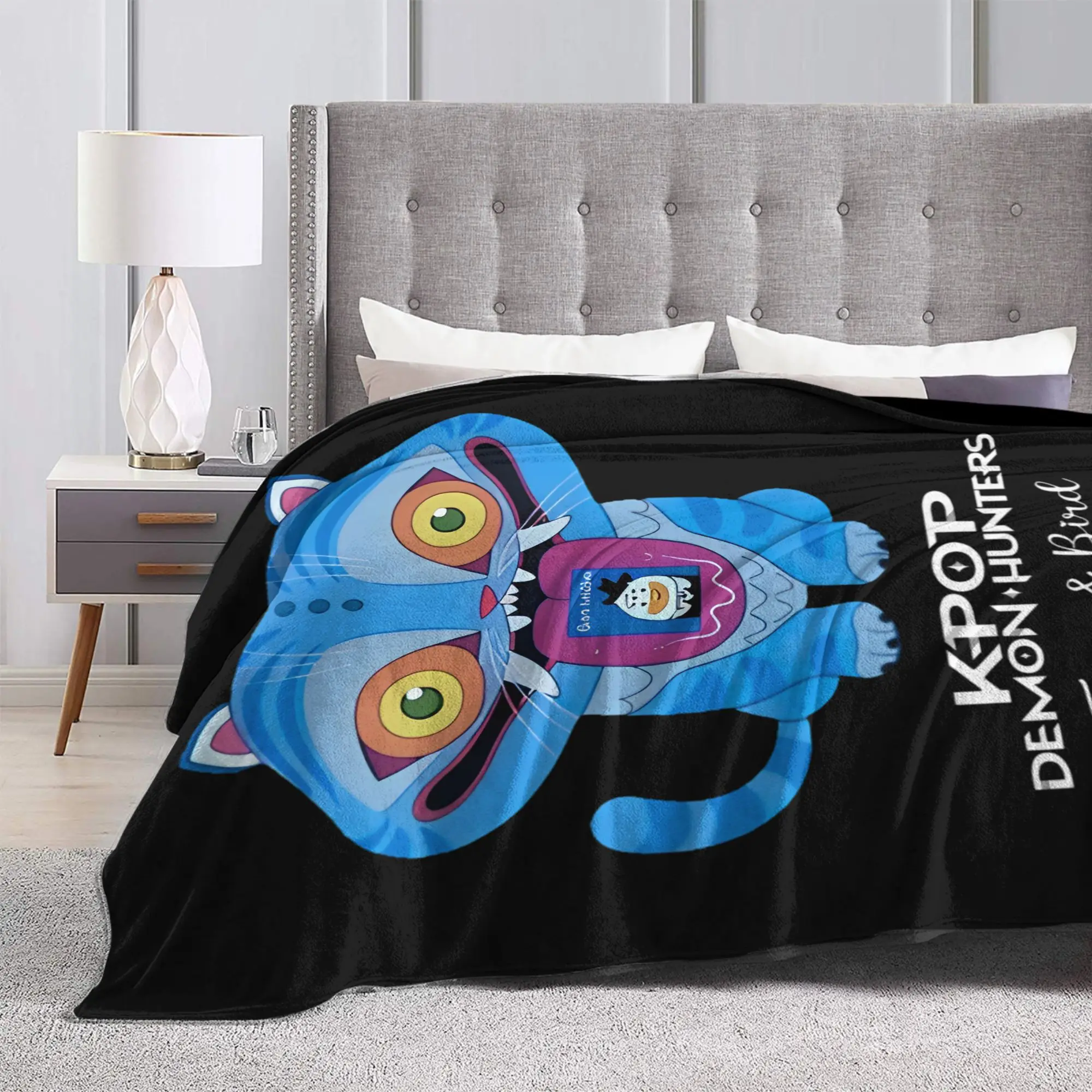 K-pop Demon Hunters-Manta de felpa de tigre y pájaro para niños, ropa de cama de franela para decoración del hogar, colcha de calidad de diseño cálido, regalo