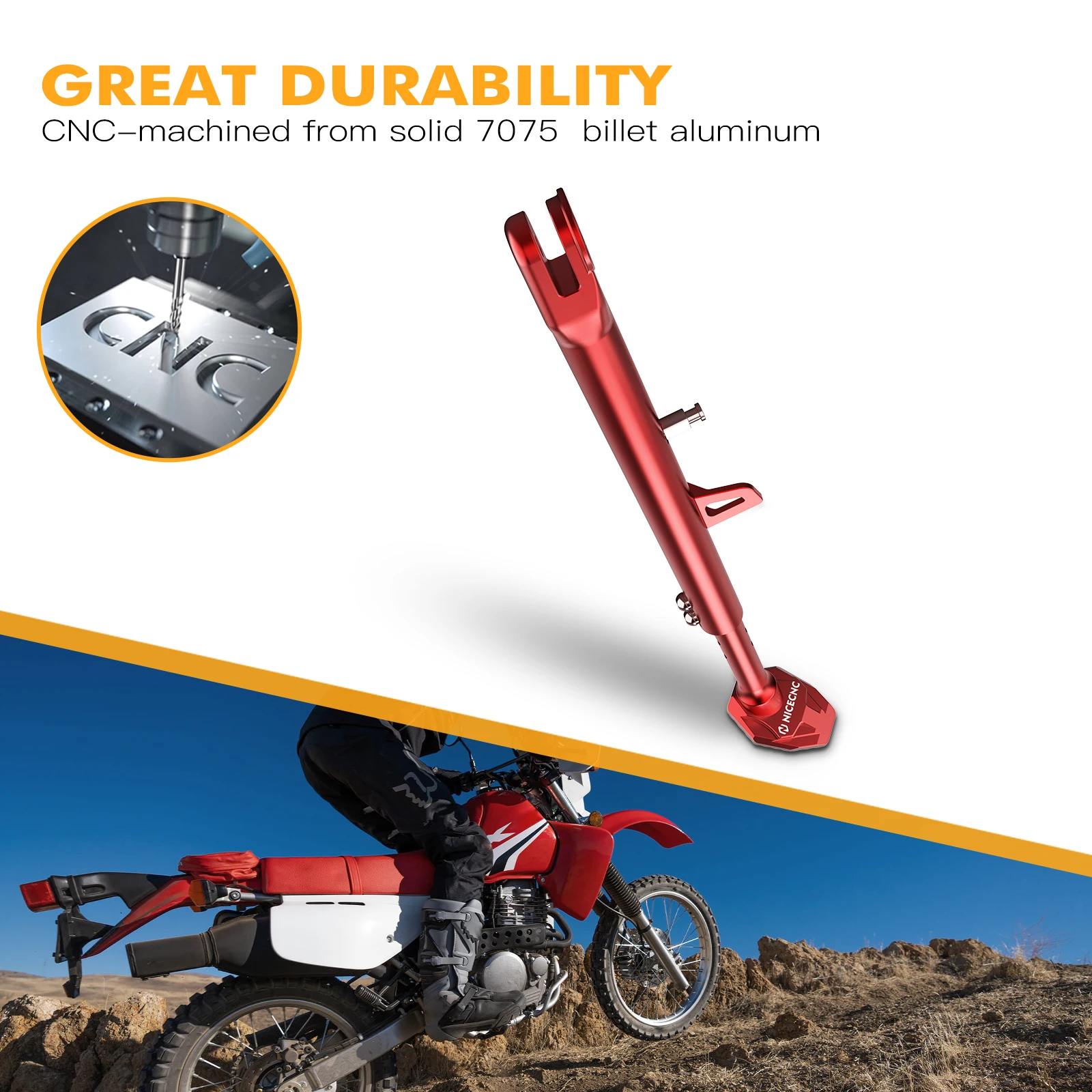 

For Honda XR650L XR 650L 650 L 1993-2024 2023 Racing NICECNC Adjustable Parking Side Stand Kickstand Aluminum Lowering Links