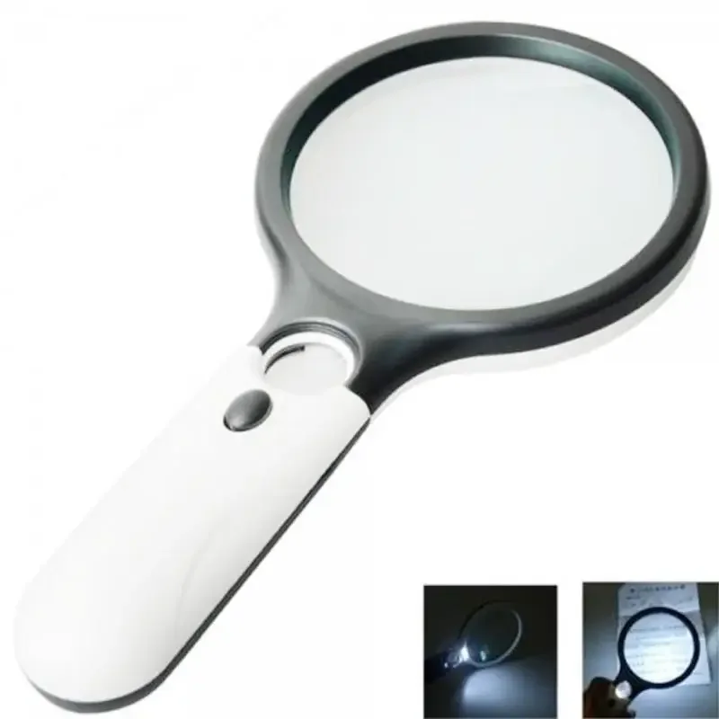 45X Handheld Reading Magnifying Glass Illuminated Magnifier Microscope Lens Jewelry Watch Loupe Magnifier With 3 LED