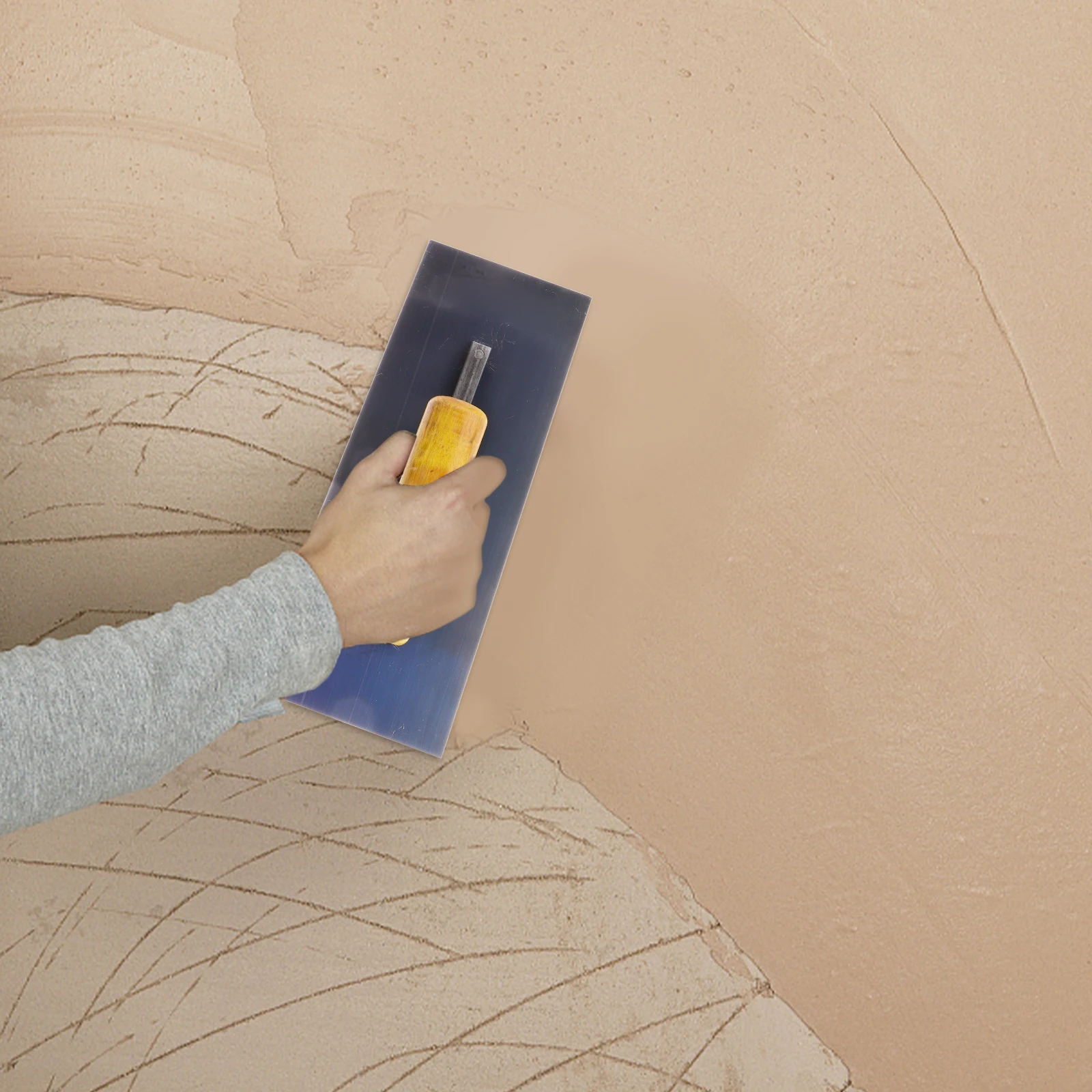 مجرفة الجص مقبض خشبي شفرة فولاذية المنغنيز لتشطيب الخرسانة مجموعة أدوات يدوية للبناء أدوات البناء #1