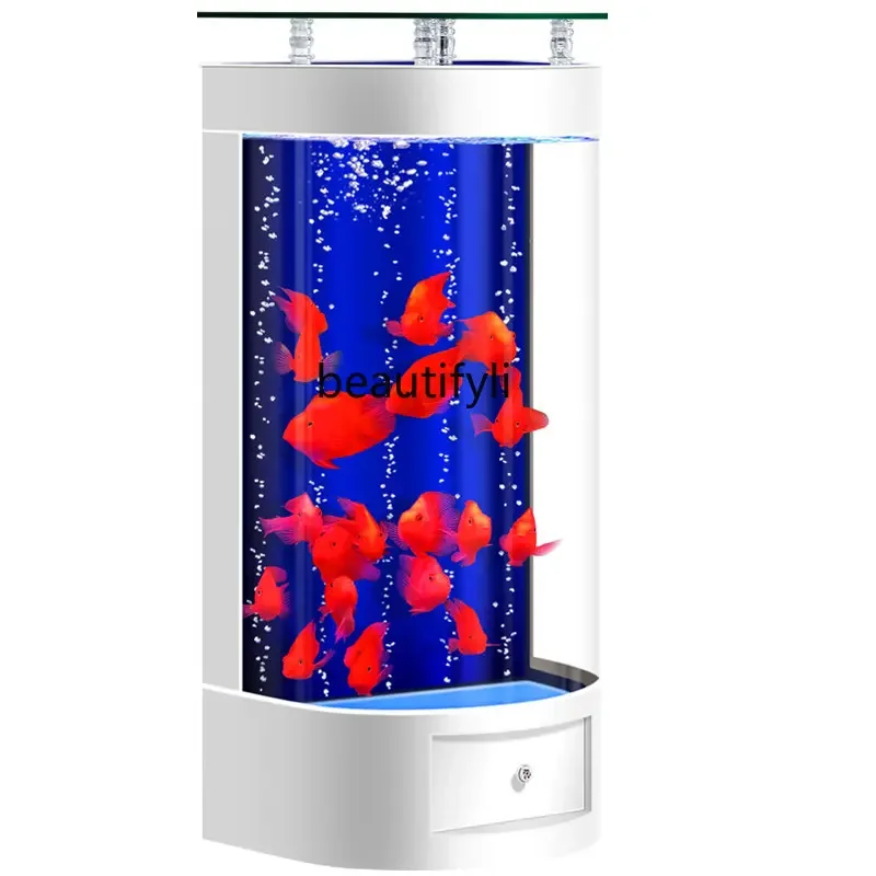 

New Semi-Circular Ecological Household Advanced Small Living Room Fish Tank Circulating Filter Aquarium