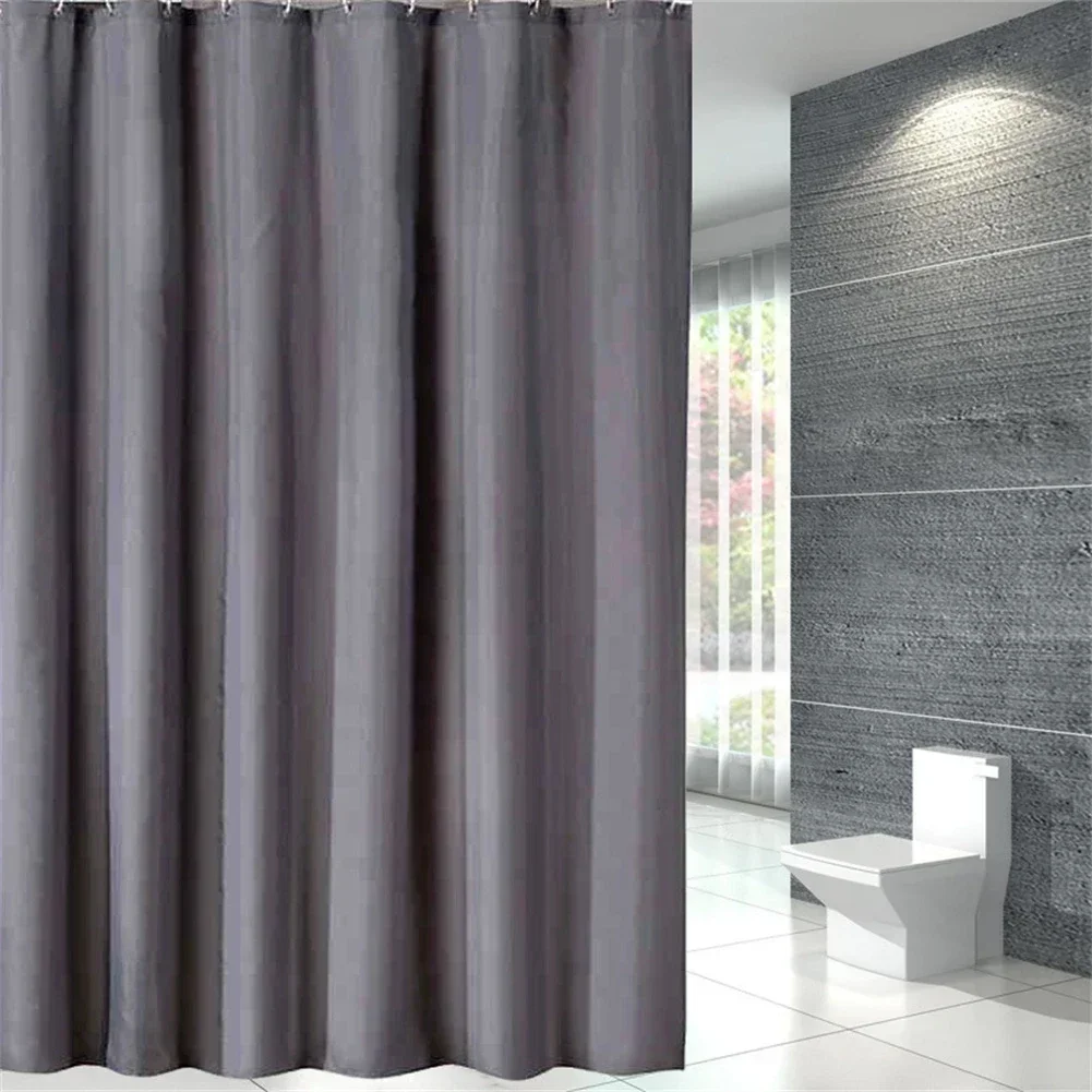 Dark Grey Soft Waterproof Shower Curtain Bath Curtains Various Sizes With Hooks Home Decoration Bathroom Accessories For Shower