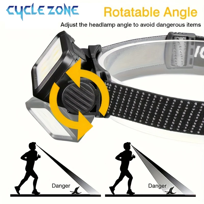 LED Sensor Headlamp Rechargeable COB Head Torch Built-in Battery Head Flashlight Outdoor Work Light Camping Fishing Headlight