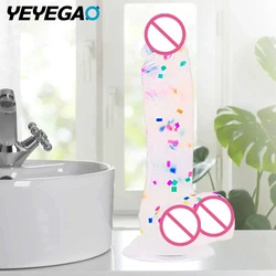 Confetti Dildo Realistic Clear Silicone Dildo,with Strong Suction Cup for Hands-Free Play, Adult Sex Toy