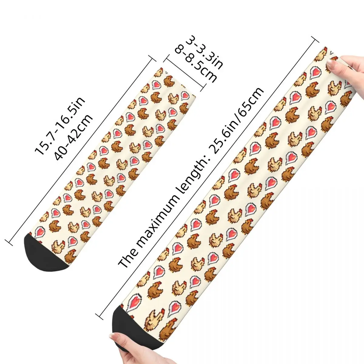 Men\'s Socks Stardew Valley Chicken Love Vintage Harajuku Cartoon Style Hip Hop Novelty Pattern Crew Crazy Sock Gift Printed