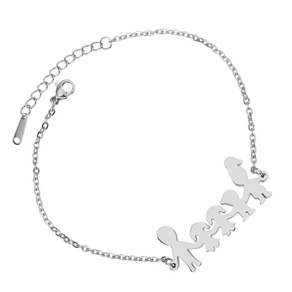 

Stainless Steel Women Bracelet Durable Comfortable Family Design Mother's Day Gift Cartoon Bracelet Matching Clothes Woman