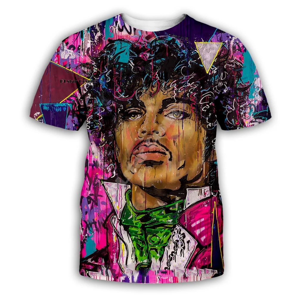 Popular Singer Prince Rogers Nelson Purple Vintage Colorful Retro 3DPrint Summer Harajuku Casual Tee T-Shirts Short Sleeves X3