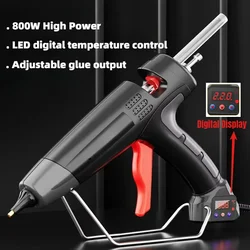 Professional Hot Melt Glue Gun with 11mm Sticks Digital Temperature Control 300W/800W High Power Silicone Gun for Woodworking
