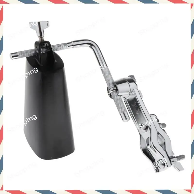 

A44M Metal Cow Bell Noise Maker Percussion Instrument Mountable Black For Drum Set With Stand Mount Clamp